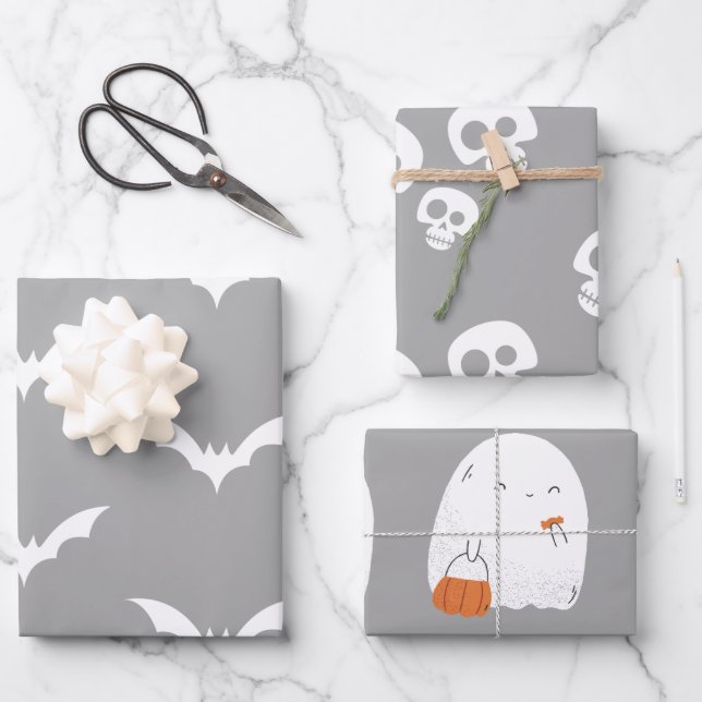 Hoja De Papel De Regalo Halloween fantasmal (Anverso)