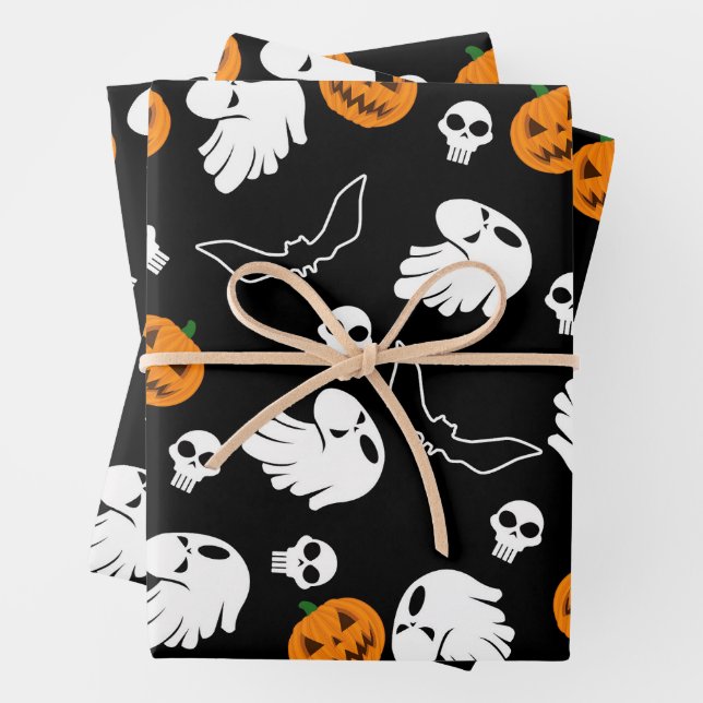 Hoja De Papel De Regalo Halloween Ghost Bats Skumpkin (In situ)
