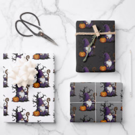 Hoja De Papel De Regalo Halloween Gnome Wrapping Paper Flat Sheet Set of 3