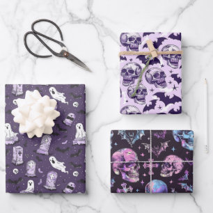 Hoja De Papel De Regalo Halloween Gótico Morado Maravilla