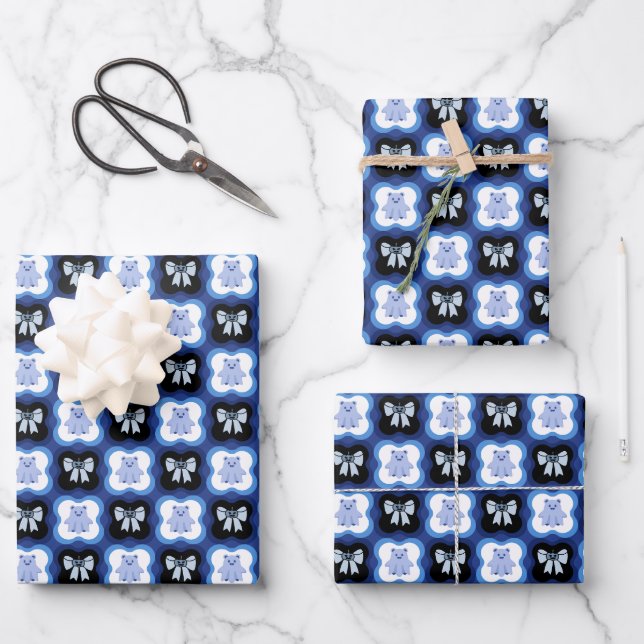 Hoja De Papel De Regalo Halloween In Blue (Anverso)