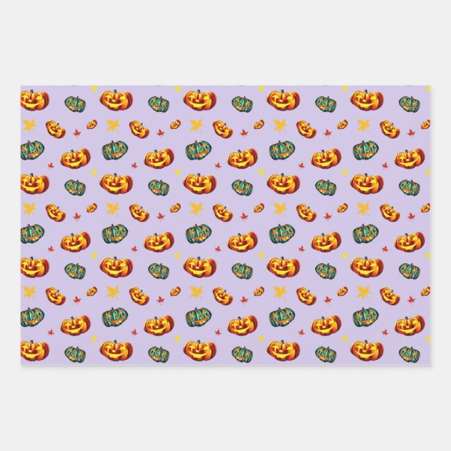 Hoja De Papel De Regalo Halloween Kürbisse  (Anverso)
