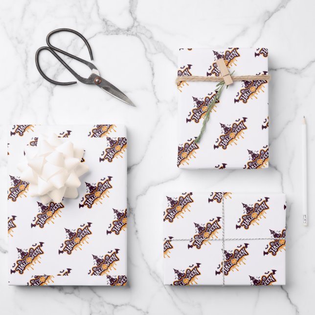 Hoja De Papel De Regalo Halloween Luna Llena de Brujas Spookoky House (Anverso)