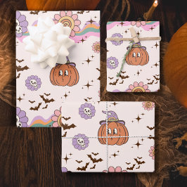 Hoja De Papel De Regalo Halloween moderno retro Groovy divertido