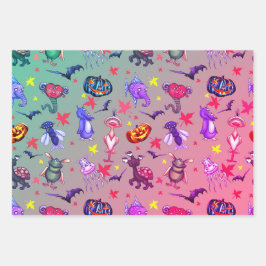 Hoja De Papel De Regalo Halloween Monsters