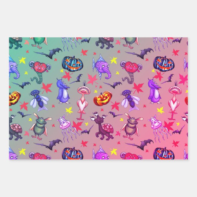 Hoja De Papel De Regalo Halloween Monsters (Anverso)