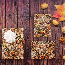 Hoja De Papel De Regalo Halloween naranja café elegante