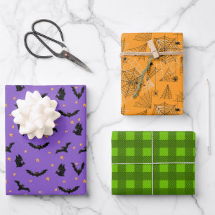 Hoja De Papel De Regalo Halloween Patterns Bats Spider web