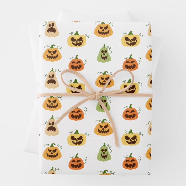 Hoja De Papel De Regalo Halloween Pumpkins Wrapping Paper  (In situ)