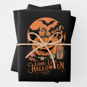 Hoja De Papel De Regalo Halloween Retro Viva el Otoño Temporada Espeluznan