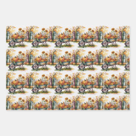 Hoja De Papel De Regalo Halloween Scarecrows, Kitty Witch, Fall Harvest,