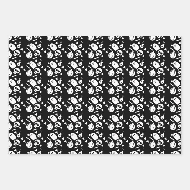 Hoja De Papel De Regalo Halloween Skeleton Pumpkin Spooky Sprinkles (Anverso)