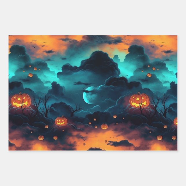 Hoja De Papel De Regalo Halloween Sky (Anverso)