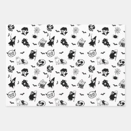 Hoja De Papel De Regalo Halloween Spookan Cute Pattern Horror de vacacione