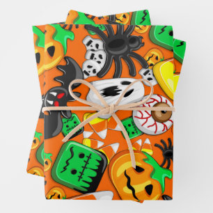 Hoja De Papel De Regalo Halloween Spooky Candies Fiesta