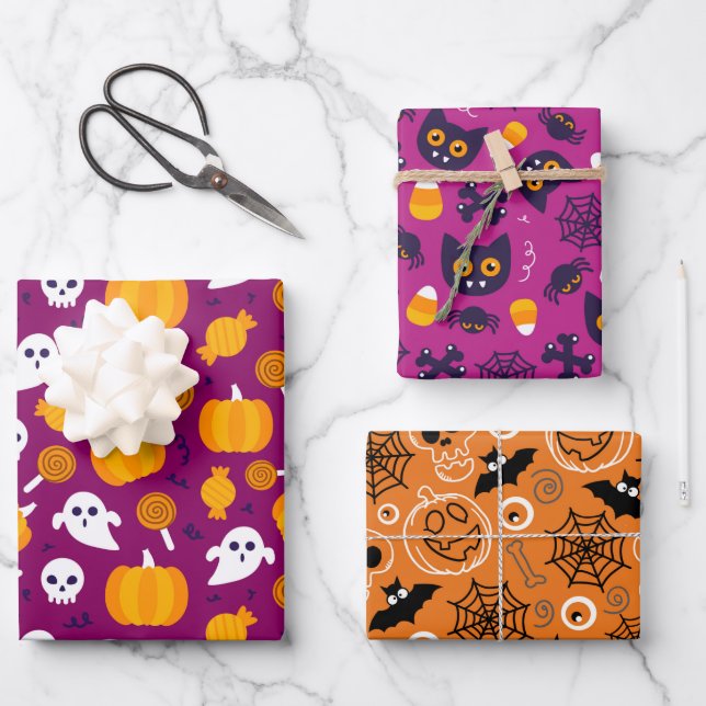 HOJA DE PAPEL DE REGALO HALLOWEEN TREATS (Anverso)