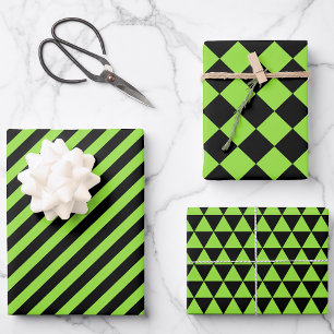 Hoja De Papel De Regalo Halloween Verde Negro Patrón moderno Personalizado