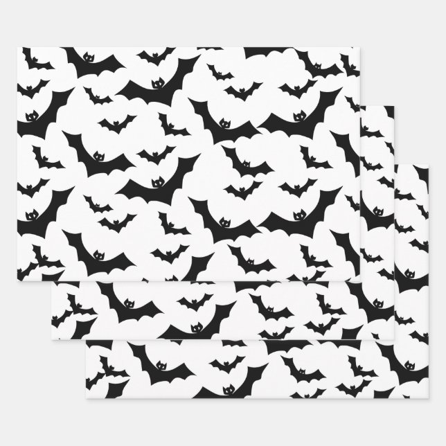 Hoja De Papel De Regalo Halloween wrapping paper| Spooky, Bat (Set)