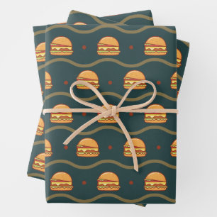 Hoja De Papel De Regalo Hamburguesa Lover Cheeseburger Cute Patrón De Bald