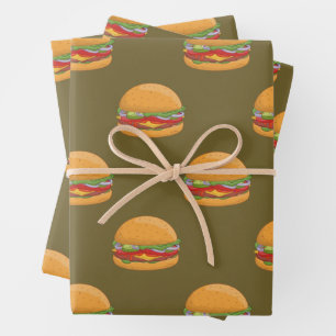 Hoja De Papel De Regalo Hamburguesa Lover Cute Tiled Pattern