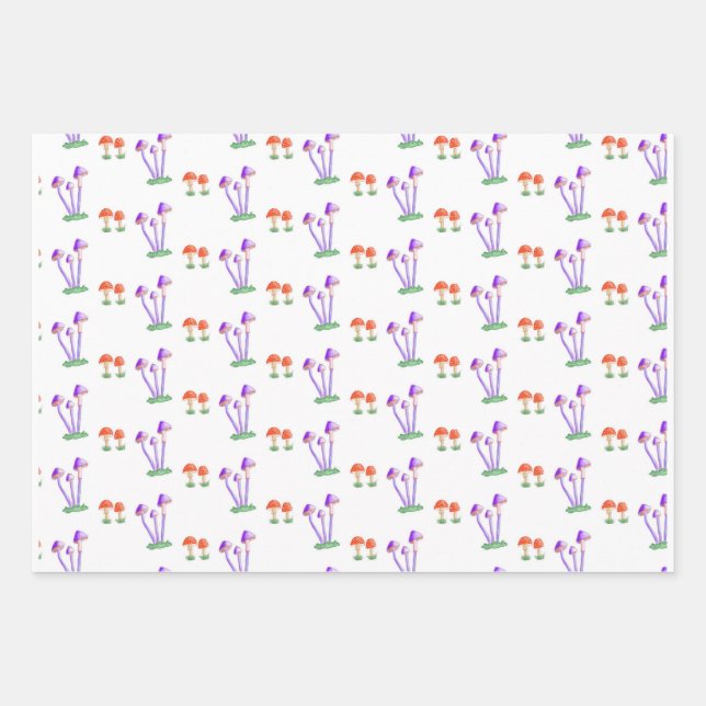 Hoja De Papel De Regalo Hand-Drawn Mushroom Wrapping Paper  (Anverso)