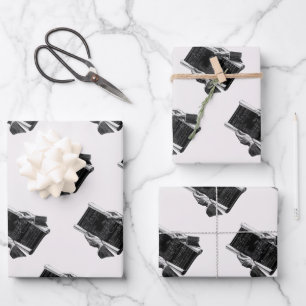 Hoja De Papel De Regalo Hands w Architectural Blueprints, Vintage Business