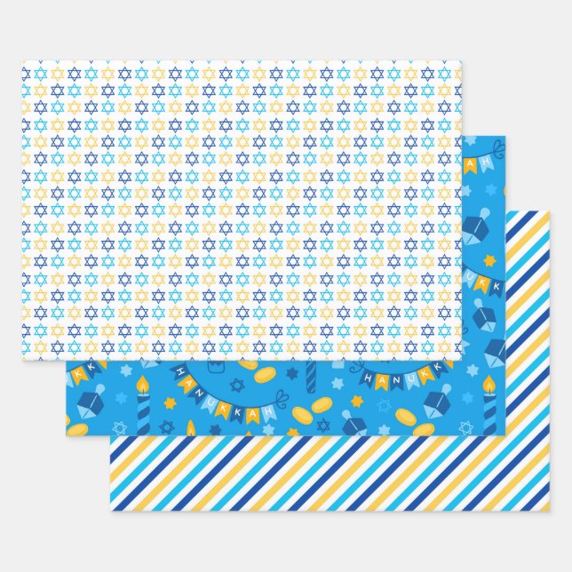 Hoja De Papel De Regalo Hanuká moderno (Set)