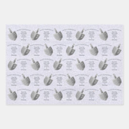 Hoja De Papel De Regalo Hanukkah Dreidels Silver Monograma