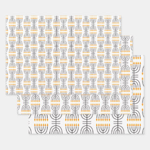 Hoja De Papel De Regalo Hanukkah Menorah Abstract Design