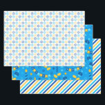 Hoja De Papel De Regalo Hanukkah moderno<br><div class="desc">Estos modernos periódicos Hanukkah con dreidels,  stripes y star de davids tendrán sus paquetes con un aspecto fenomenal! Son coloridas y de moda,  aunque tradicionales.</div>