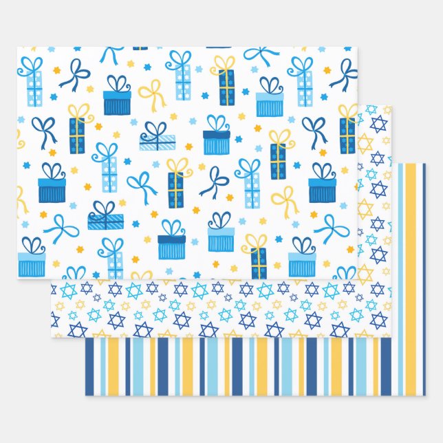 Hoja De Papel De Regalo Hanukkah Moderno con Estilo (Set)