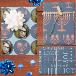 Hoja De Papel De Regalo Hanukkah Rustic Menorah Festividad Festividad Foto