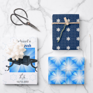 Hoja De Papel De Regalo Happy Bar Mitzvah 20XX Tefillin Modern Personalize