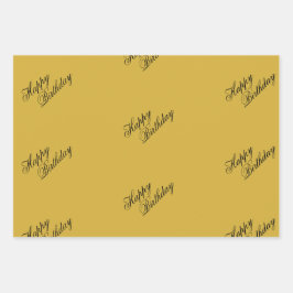 Hoja De Papel De Regalo Happy Birthday Metallic Gold Wrapping Paper Sheets