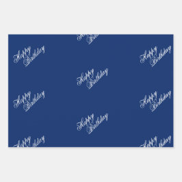 Hoja De Papel De Regalo Happy Birthday Navy Wrapping Paper Sheets