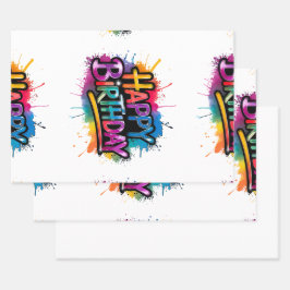 Hoja De Papel De Regalo Happy Birthday Wrapping Paper Sheets Set