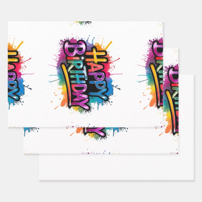 Hoja De Papel De Regalo Happy Birthday Wrapping Paper Sheets Set (Set)