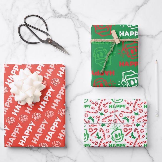 Hoja De Papel De Regalo HAPPY Christmas Variety Wrapping Paper (Anverso)
