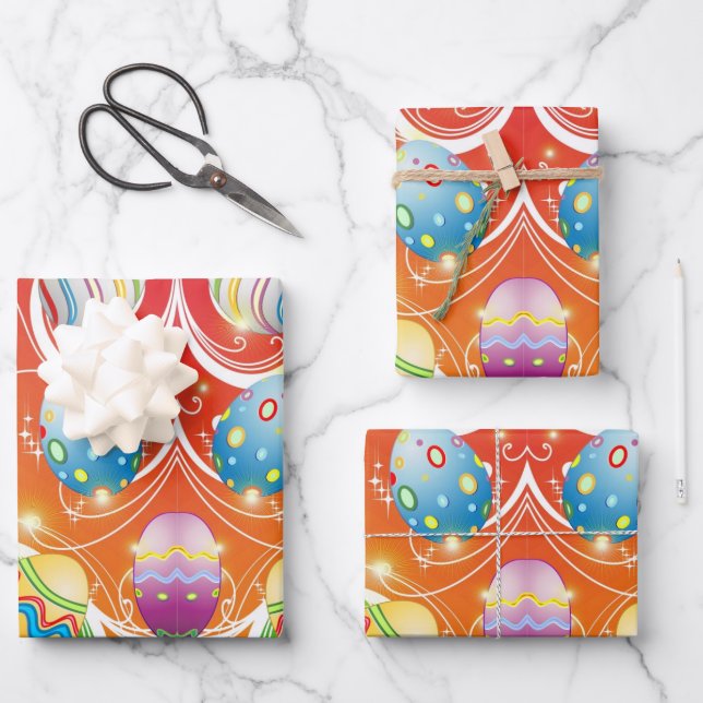 Hoja De Papel De Regalo Happy Easter Eggs Festive Pattern (Anverso)