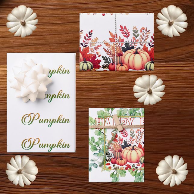 Hoja De Papel De Regalo Happy Fall Little Pumpkin Greenery Wreath Party  (Happy Fall Little Pumpkin Greenery Wreath Party Wrapping Paper Sheets)