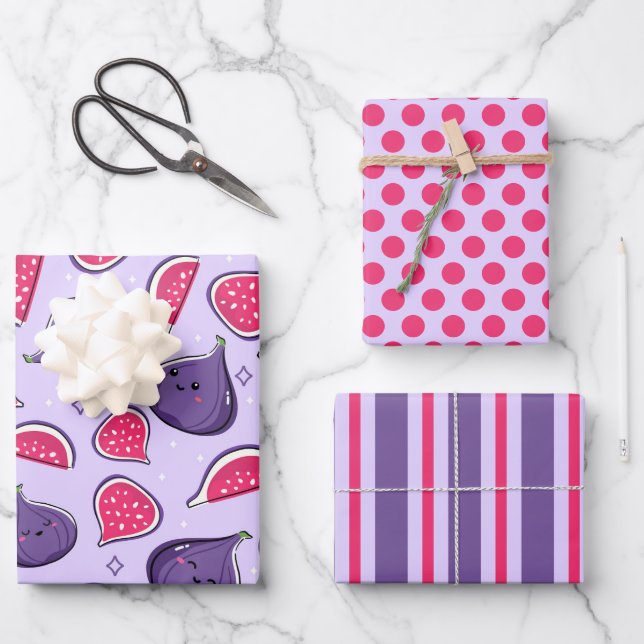 Hoja De Papel De Regalo Happy Figs Wrapup Paper Set de 3 (Anverso)