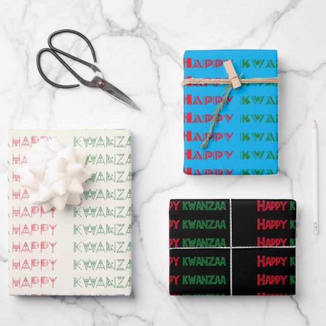 Hoja De Papel De Regalo Happy Kwanzaa Greetings (Anverso)