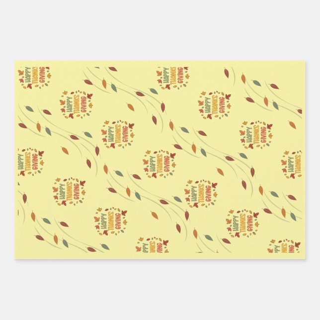 Hoja De Papel De Regalo Happy Thanksgiving - Yellow Theme (Anverso)