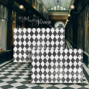 Hoja De Papel De Regalo Harlequin Black n White Ephemera Wood Decoupage