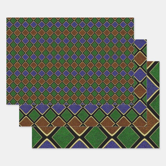 Hoja De Papel De Regalo Harlequin Diamond Grid: Textured Harmony (Set)