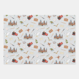 Hoja De Papel De Regalo Harry Potter Cartoon Hogwarts Pattern
