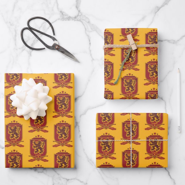 Hoja De Papel De Regalo Harry Potter | Escudo Gryffindor QUIDDITCH™ (Anverso)