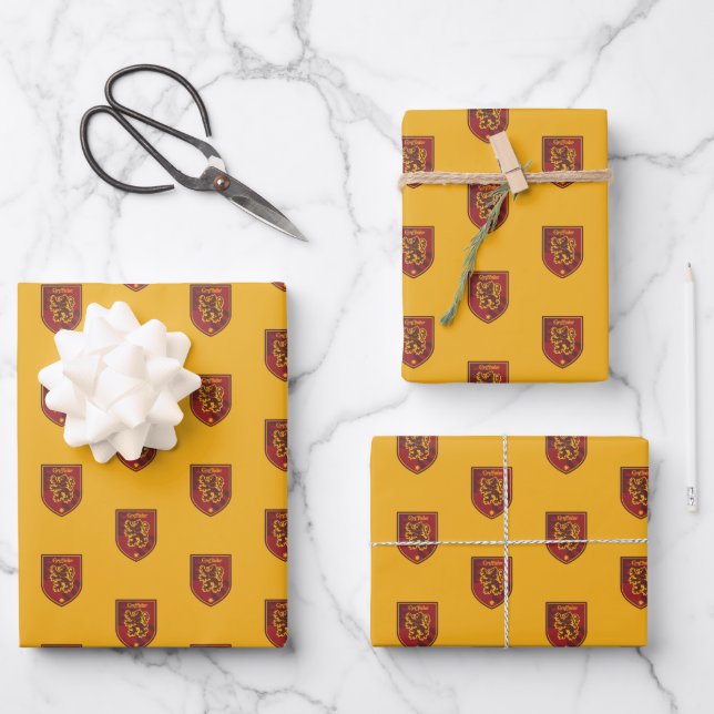 Hoja De Papel De Regalo Harry Potter | Gryffindor House Pride Escudo (Anverso)