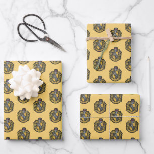 Hoja De Papel De Regalo Harry Potter   Parche Escudo Hufflepuff