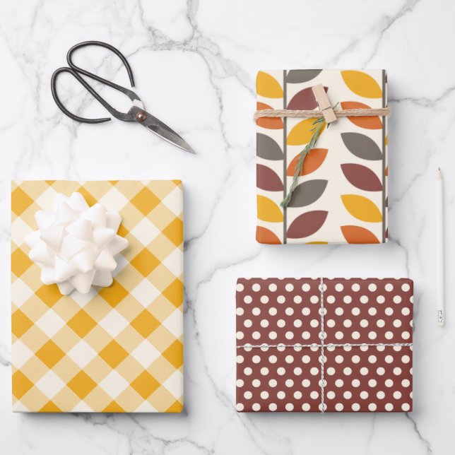 Hoja De Papel De Regalo Harvest Gold Gingham (Anverso)